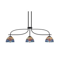 Cavella 3 Light Island Light Shown In Matte Black Finish With 7