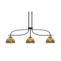 Cavella 3 Light Island Light Shown In Matte Black Finish With 7