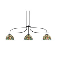 Cavella 3 Light Island Light Shown In Matte Black Finish With 7