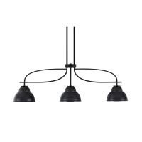 Cavella 3 Light Island Light Shown In Matte Black Finish With 7