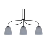 Cavella 3 Light Island Light Shown In Matte Black Finish With 8