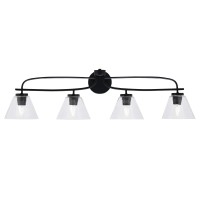 Cavella 4 Light Bath Bar Shown In Matte Black Finish With 7