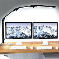 Vimeepro Led Desk Lamp With Clamp Flexible 4 Sections Swing Arm Three Light Sources Desk Light, 4 Color Modes & 5 Brightness, Eye Caring Led Table Light With Memory Function For Table Lamps For Office