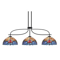 Cavella 3 Light Island Light Shown In Matte Black Finish With 12