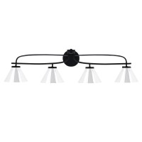 Cavella 4 Light Bath Bar Shown In Matte Black Finish With 7