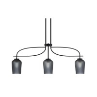 Cavella 3 Light Island Light Shown In Matte Black Finish With 5