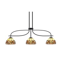 Cavella 3 Light Island Light Shown In Matte Black Finish With 7