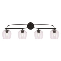 Cavella 4 Light Bath Bar Shown In Matte Black Finish With 6