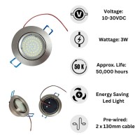 Marvix 4 X Led Spot Lights 12V 24V Tilting Lens 3W Dimmable Warm White 3000K Directional Recessed Downlights For Motorhome, Caravan, Boat