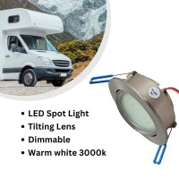 Marvix 4 X Led Spot Lights 12V 24V Tilting Lens 3W Dimmable Warm White 3000K Directional Recessed Downlights For Motorhome, Caravan, Boat