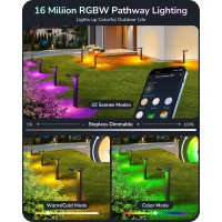 Edishine 48Ft Smart Low Voltage Landscape Lighting, Rgbw 350Lm Led Pathway Lights, App Control & Alexa, Music Sync, Waterproof Aluminum Outdoor Landscape Lights For Yard, 4Pcs