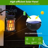 Sunenvoy Solar Lanterns Outdoor Waterproof,2 Pack Flickering Flame Hanging Solar Lanterns Solar Powered Wireless Lantern Decorative Lighting For Halloween Party,Patio,Garden,Yard,Pathway