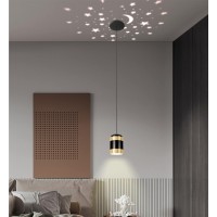 Kinlams Indoor Projection Pendant Lamp Lighting Nordic Ceiling Lamp Bedside Star-Shaped Ceiling Living Room Chandelier Restaurant Light Creative Design Personality Star Moon Shaped Bedroom Chandelier