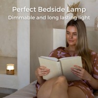 Cordless Table Lamp - Rechargeable Night Lamp - Dimmable Led Table Lamp - Battery Operated Bedside Night Light - Portable Wireless Lamp For Living Room Dining Room Bedroom And Camping - Light Wood