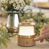 Cordless Table Lamp - Rechargeable Night Lamp - Dimmable Led Table Lamp - Battery Operated Bedside Night Light - Portable Wireless Lamp For Living Room Dining Room Bedroom And Camping - Light Wood