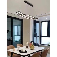 Stomee Led Pendant Lights Dimmable Dining Table Dining Room Pendant Lamp With Remote Control Pendant Lamp Living Room Kitchens Pendant Lamp Modern Chandelier Office Kitchen Lamp (Black, 39.3In)