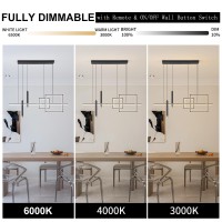 Oranoor Modern Led Chandelier Lighting Dimmable Linear Black Pendant Light With Squares 39In Dining Room Hanging Light Fixture