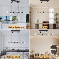 Oranoor Modern Globe Pendant Light 47In Dimmable Led Black Chandelier Light Fixture Linear Hanging Pendant Light Fixtures Bubb