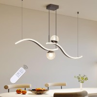 Oranoor Modern Globe Pendant Light Fixtures Dimmable Black Led Pendant Chandelier Hanging Light Fixture Wave Kitchen Island Pe