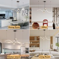 Oranoor Modern Globe Pendant Light Fixtures Dimmable Black Led Pendant Chandelier Hanging Light Fixture Wave Kitchen Island Pe