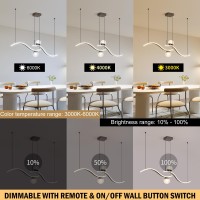 Oranoor Modern Globe Pendant Light Fixtures Dimmable Black Led Pendant Chandelier Hanging Light Fixture Wave Kitchen Island Pe