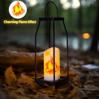 All Fortune Solar Lanterns Outdoor Waterproof Farmhouse Black Metal Outdoor Lantern Flickering Candles With Timer, Lanterns Decorative Outdoor For Front Porch, Patio, Christmas, Fall Decor