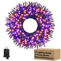 Ccinny 240Led 88Ft Halloween Lights With Memory 13 Modes Waterproof Halloween String Lights Outdoor With Timer Purple And Oran