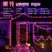 Ccinny 240Led 88Ft Halloween Lights With Memory 13 Modes Waterproof Halloween String Lights Outdoor With Timer Purple And Oran