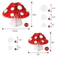 Yunxuan Mushroom Party Decorations Mushroom Shaped Honeycomb Paper Lanterns For Birthday Party Garden Room Decor Pack Of 6