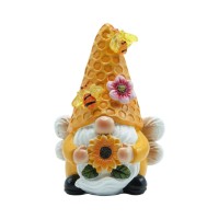 Tuywra Garden Decor Sunflower Gnome With Bee,Solar Powered Garden Decor Outdoor Statue For Lawn Ornaments,Solar Gnomes For Garden Patio ,Yard Art Gnomes Birthday Gifts For Women Mom(5.1 * 3.5 * 2.1In)