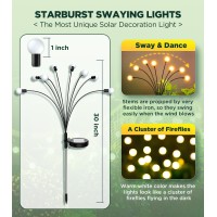 Ulaiyo Solar Lights For Outside, Brighter 16 Led Solar Garden Lights, Durable & Long-Lasting, Solar Outdoor Lights Waterproof, High Flexibility Firefly Lights Outdoor Yard Patio Christmas Decorations