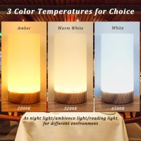 Hl Bedside Table Lamp For Bedroom,Small Table Lamp,Rechargeable Nightstand Lamps,7 Brightness &12 Led Colors Table Lamps For Home/Living Room/Bathroom/Hallways/Outdoor Camps/Hotels,Cylindrical