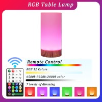 Hl Bedside Table Lamp For Bedroom,Small Table Lamp,Rechargeable Nightstand Lamps,7 Brightness &12 Led Colors Table Lamps For Home/Living Room/Bathroom/Hallways/Outdoor Camps/Hotels,Cylindrical