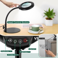 Drdefi 10X Magnifying Glass With Light And Stand 5 Color Modes Stepless Dimmable Flexible Gooseneck Magnifying Desk Lamp Led L