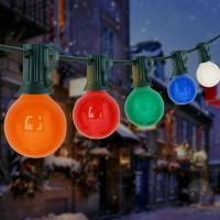 25Ft Multicolor Globe String Lights, G40 Outdoor Patio Lights With 27 Ceramic Colorful Bulbs(2 Spare), Ul Listed Hanging Vintage Christmas String Lights For Backyard Bistro Market Garden Party Decor