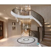 Long Crystal Stair Pendant Chandelier 12 Lights Foyer Pendant Lighting Entrwey High Ceiling Living Room Large Crystal Ceiling Chandeliers Led With Regulab Crystal Ceiling Fixtures