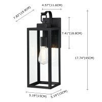 Revtronic Large Size Outdoor Wall Lights, 18 Inch Oversized Matte Black Exterior Light Fixture With Clear Glass, Waterproof Front Porch Lighting, Modern Sconces Lantern For House, Garage, Etl Listed