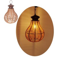 Solar Lanterns Outdoor Hanging Waterproof Light With Edison Bulb, Rattan Solar Powered Lights For Outside, Boho Light Fixture Style Wicker Lamp For Garden Patio Yard Porch Gazebo Decoration