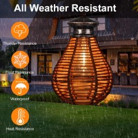 Solar Lanterns Outdoor Hanging Waterproof Light With Edison Bulb, Rattan Solar Powered Lights For Outside, Boho Light Fixture Style Wicker Lamp For Garden Patio Yard Porch Gazebo Decoration