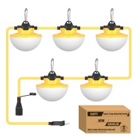 Yxl 65W 8000Lm Construction Lights String 50Ft Industrial Led String Work Lights Ip65 Waterproof 18Awg Wire 5000K 123Lmw Super