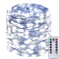 Fairy Lights Plug In With Timer And Remote, Waterproof Christmas Lights Outdoor Indoor Christmas Decorations, Upgraded 8 Modes Twinkle String Lights For Room Wedding Xmas Party (200Led, Cool White)