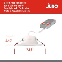 Juno Wf6 Dreg B Alo20 Sww5 90Cri Cp6 Mw M2 Canless Wafer Recessed Led Downlight Deep Regressed Baffled Trim Style 6Inch Matt