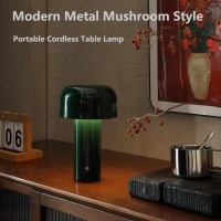 Glivpny Modern Mushroom Table Lamp For Portable Touch Dimming Rechargeable Led Night Light With 3Levels Brightness Bedside Lamp