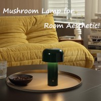 Glivpny Modern Mushroom Table Lamp For Portable Touch Dimming Rechargeable Led Night Light With 3Levels Brightness Bedside Lamp