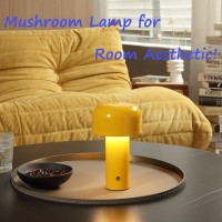 Glivpny Mushroom Cordless Table Lamp Dimmable Rechargeable Patio Lamp Small Portable Bedside Lamp 5000Mah Battery Operated Lamp