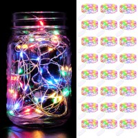 Litogo 24 Pack Fairy Lights Battery Operated 7 Ft 20 Led String Lights Waterproof Firefly Silver Wire Mini Lights For Diy Wedd