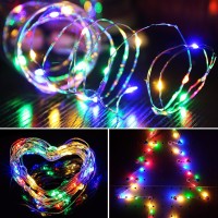 Litogo 24 Pack Fairy Lights Battery Operated 7 Ft 20 Led String Lights Waterproof Firefly Silver Wire Mini Lights For Diy Wedd