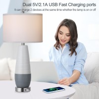 Wihtu Table Lamps Set Of 2 Ceramic 27 Tall Table Lamp With Dual Usb Charging Ports, Lamp For Nightstand Bedrooms Living Room With Rotary Switch, Two Bulbs Included