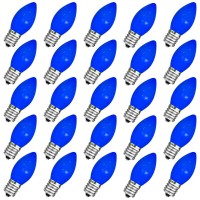 25 Pack C7 Blue Light Bulbs Halloween Christmas Replacement Bulbs C7 Light Bulbs C7 Incandescent Light Bulbs 5W C7E12 Candelabr