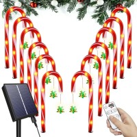 Amzxart Christmas Decorations Outside,12 Stake Solar Candy Cane Christmas Lights Outdoor Decoration 8 Mode Solar Christmas Lights Outdoor Waterproof Pathway Light For Yard Walkway Garden Decoration